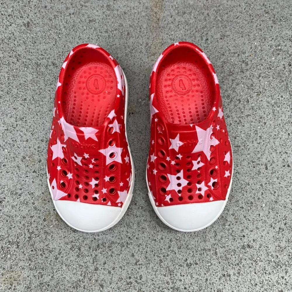 NATIVE Jefferson Stars Shoes Kids C5 5 Toddler Natives Shoe July 4th Red EUC